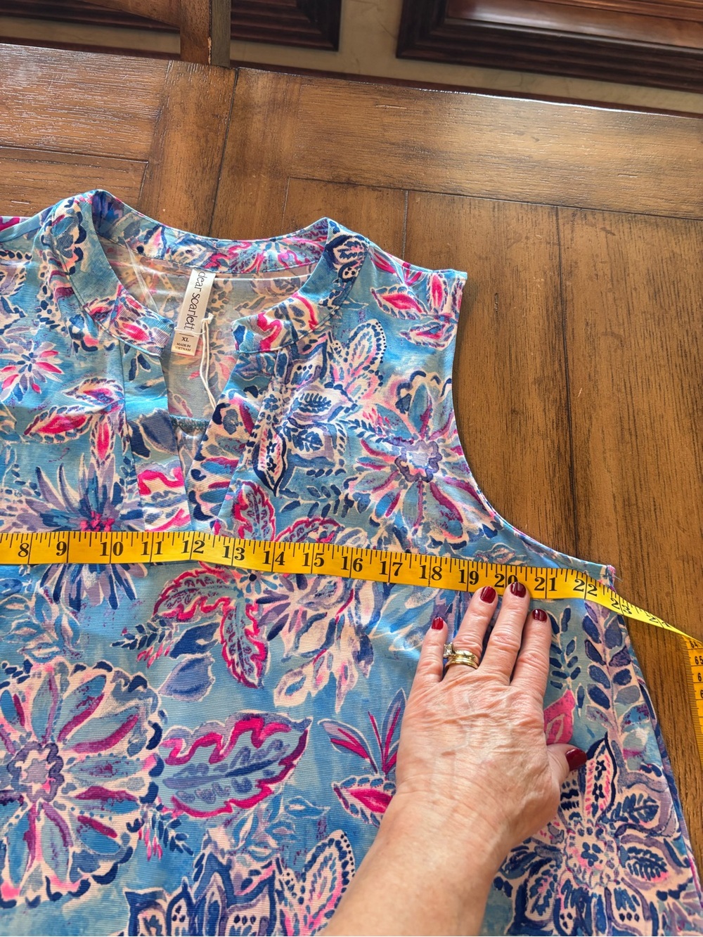 Dear Scarlett Floral Sleeveless Tank Tunic Top, XL, Lightweight Casual Comfy - Picture 8 of 11